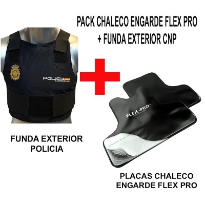 1 PACK / LOTE CHALECO ENGARDE FLEX PRO + FUNDA EXTERIOR DE POLICIA NACIONAL